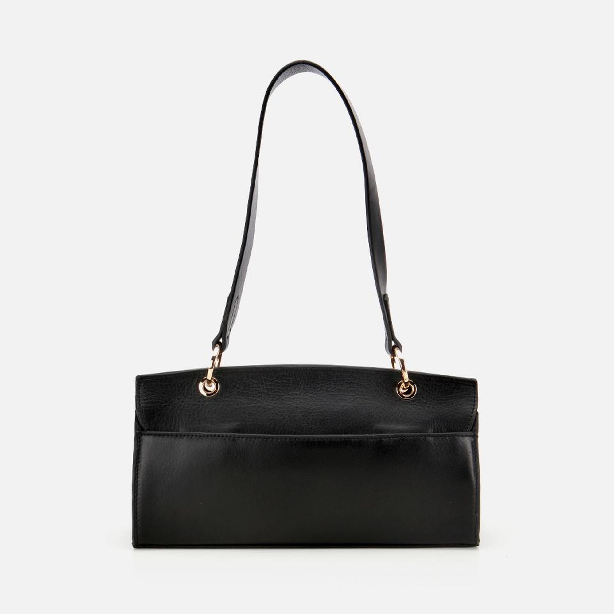 Kadın Deri Siyah Kilit Detaylı Omuz Çantası