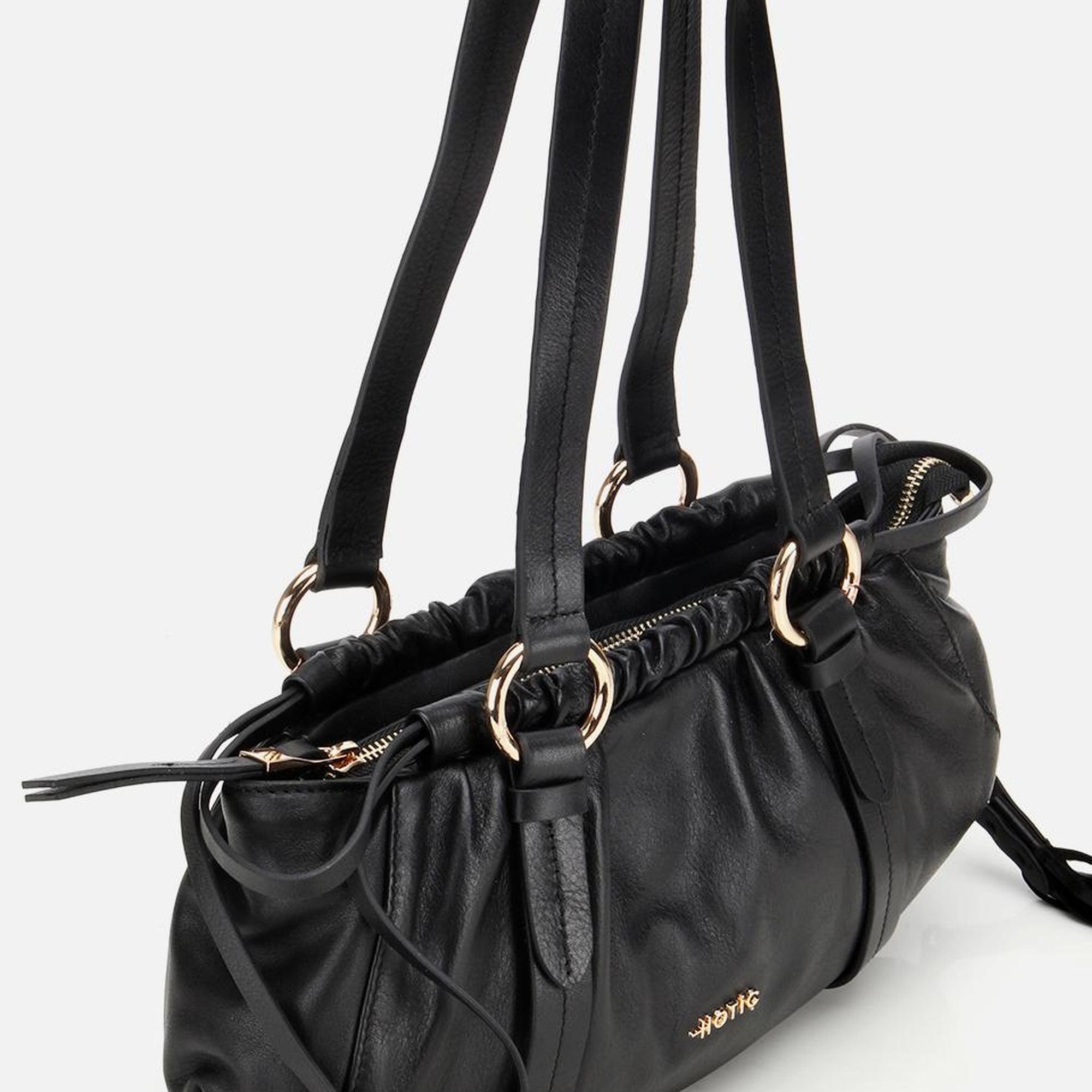 Kadın Deri Siyah Yumuşak Dokulu Bowling Omuz Çantası