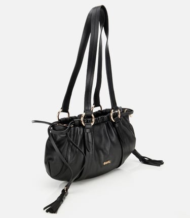  Kadın Deri Siyah Yumuşak Dokulu Bowling Omuz Çantası