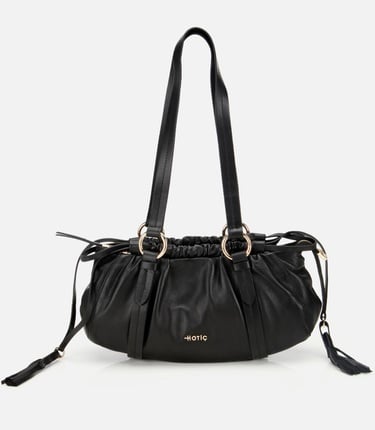  Kadın Deri Siyah Yumuşak Dokulu Bowling Omuz Çantası