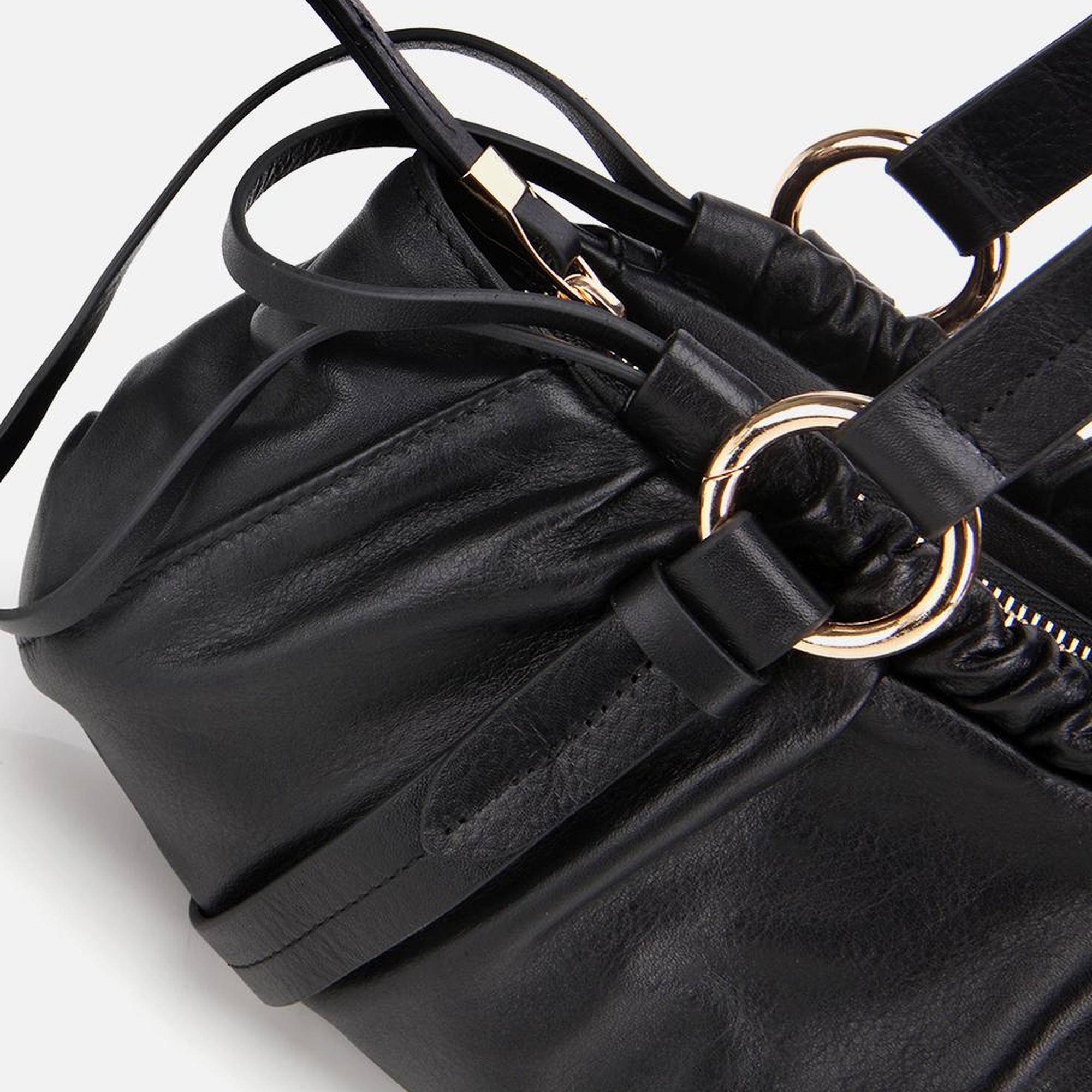 Kadın Deri Siyah Yumuşak Dokulu Bowling Omuz Çantası