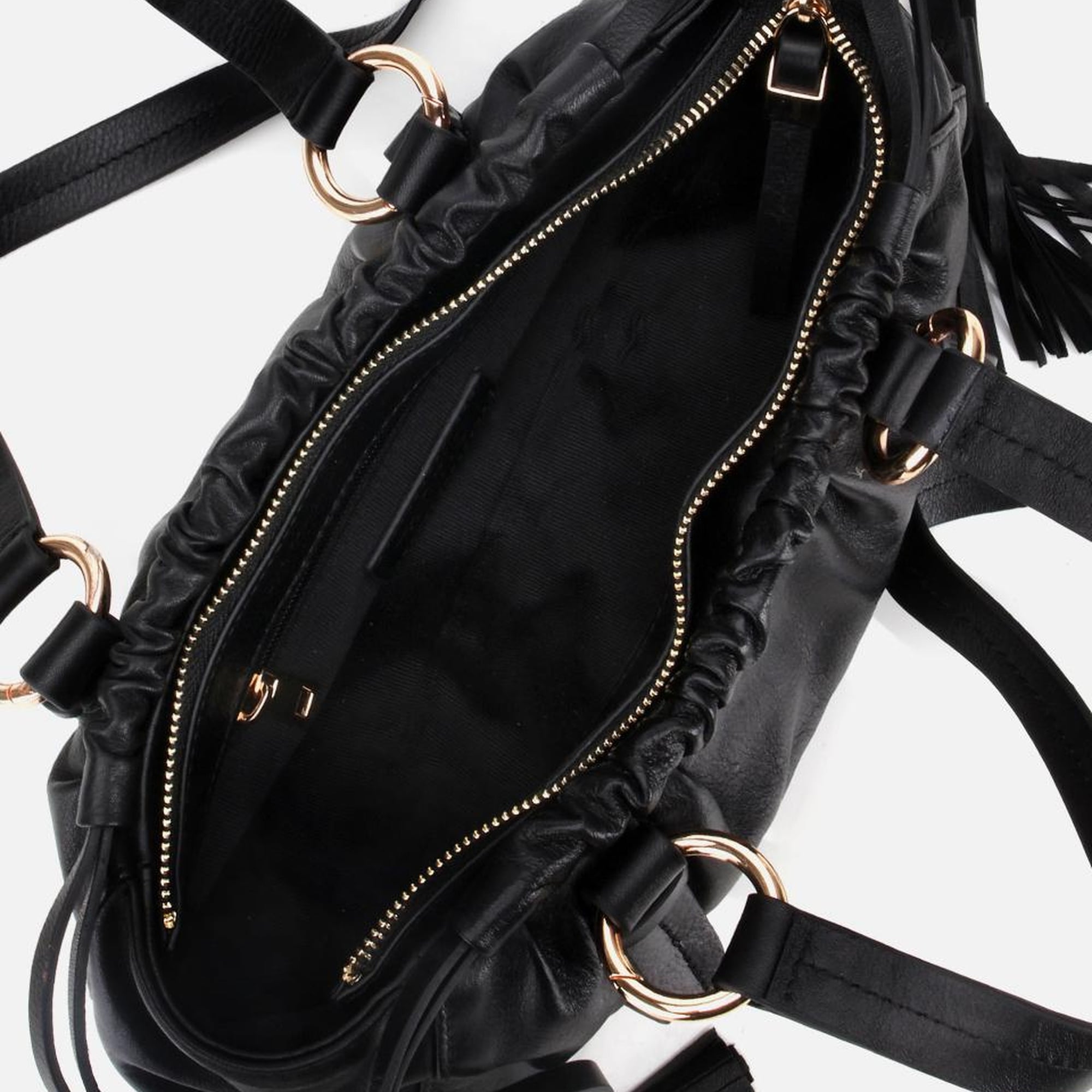 Kadın Deri Siyah Yumuşak Dokulu Bowling Omuz Çantası