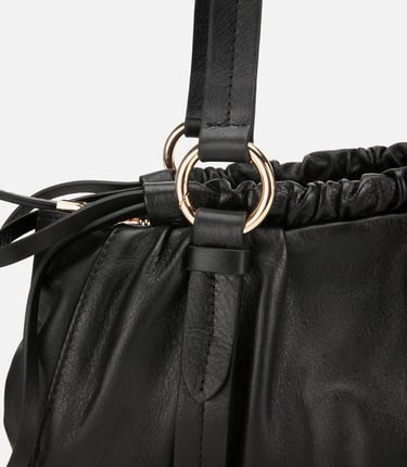  Kadın Deri Siyah Yumuşak Dokulu Bowling Omuz Çantası