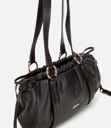  Kadın Deri Kahverengi Yumuşak Dokulu Bowling Omuz Çantası