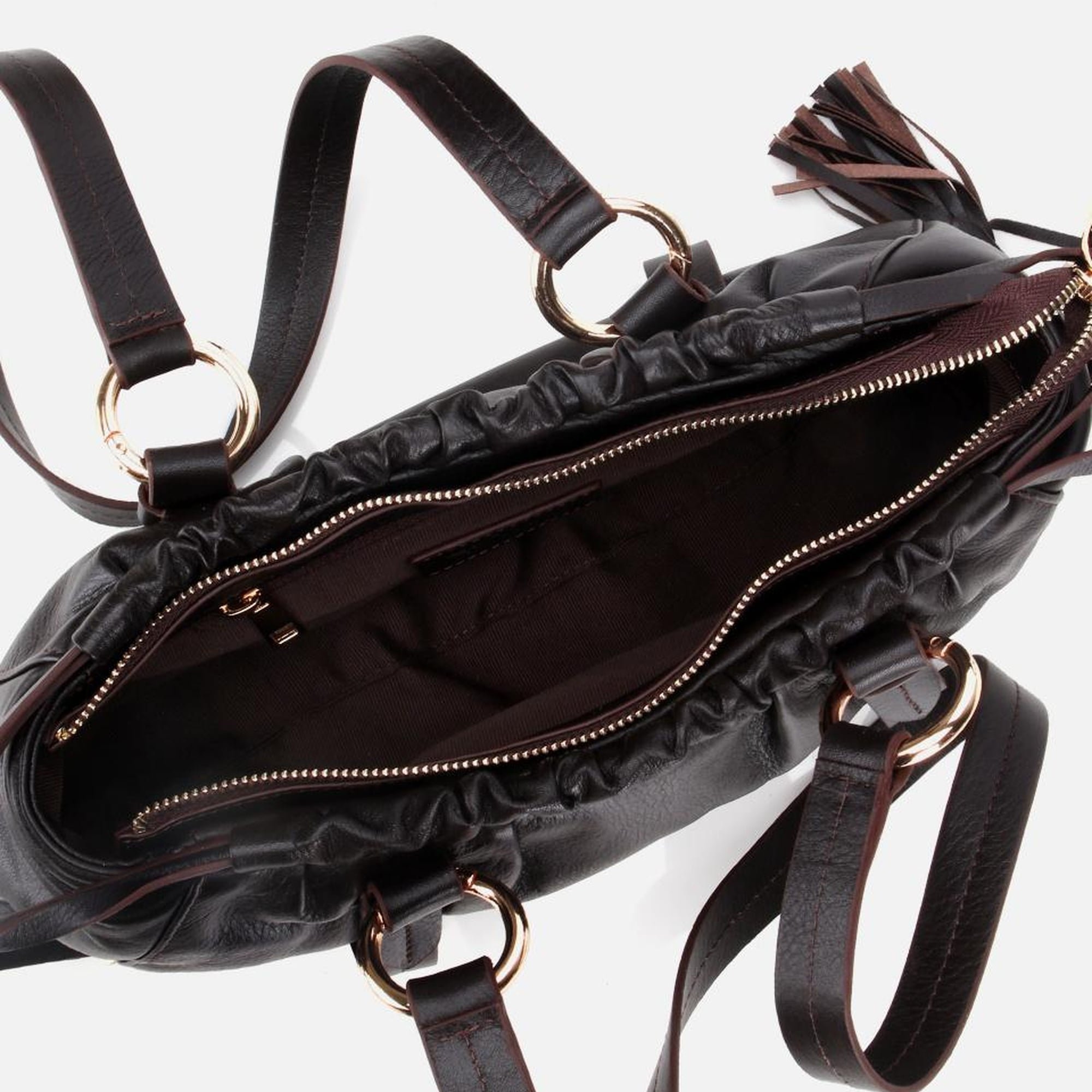 Kadın Deri Kahverengi Yumuşak Dokulu Bowling Omuz Çantası