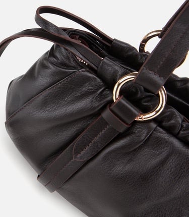  Kadın Deri Kahverengi Yumuşak Dokulu Bowling Omuz Çantası