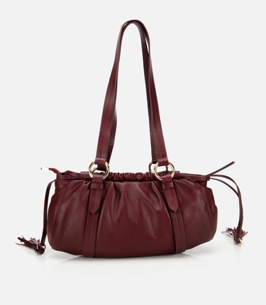  Kadın Deri Bordo Yumuşak Dokulu Bowling Omuz Çantası