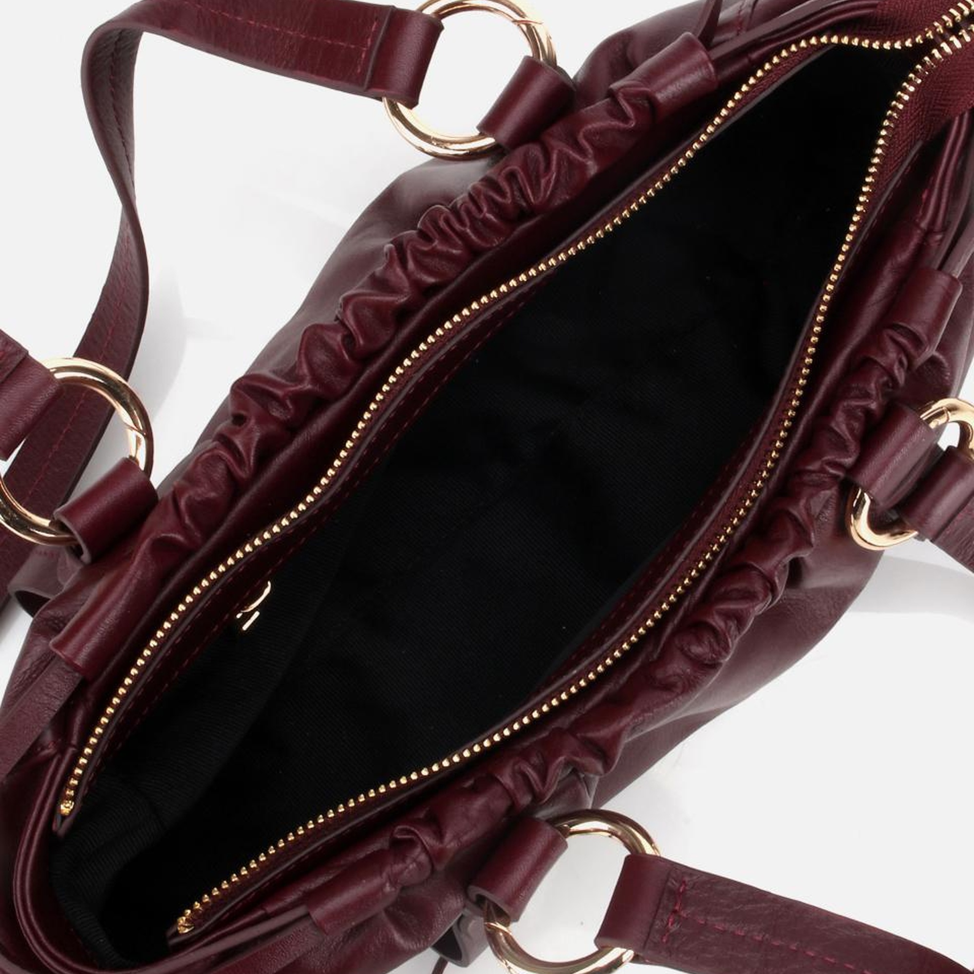 Kadın Deri Bordo Yumuşak Dokulu Bowling Omuz Çantası