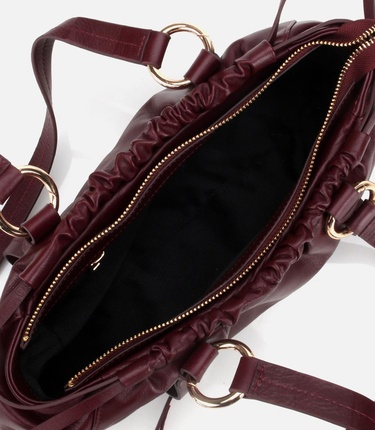  Kadın Deri Bordo Yumuşak Dokulu Bowling Omuz Çantası