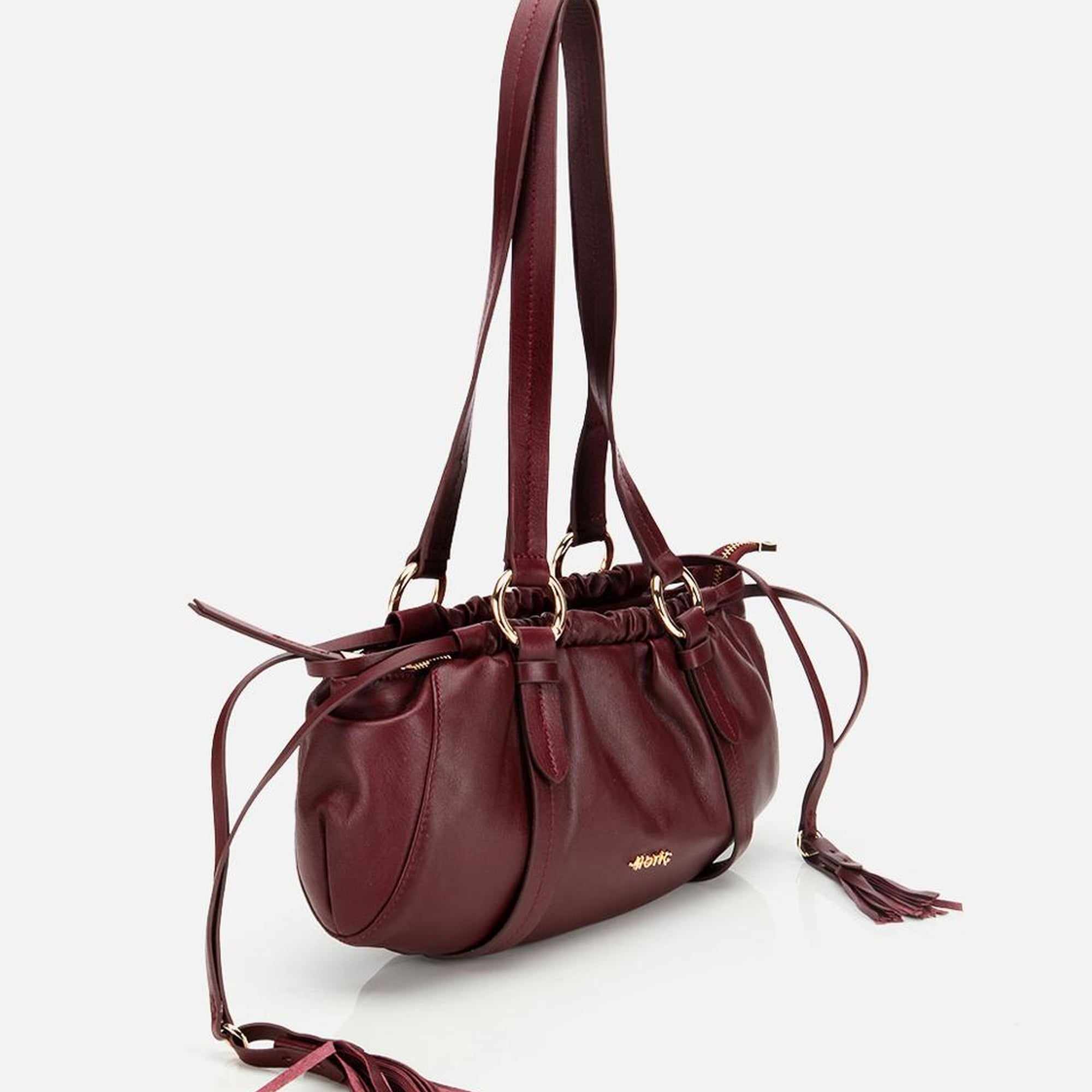 Kadın Deri Bordo Yumuşak Dokulu Bowling Omuz Çantası