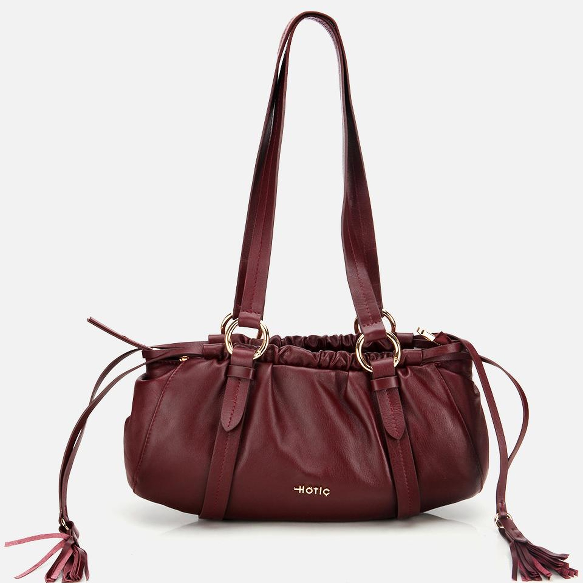 Kadın Deri Bordo Yumuşak Dokulu Bowling Omuz Çantası