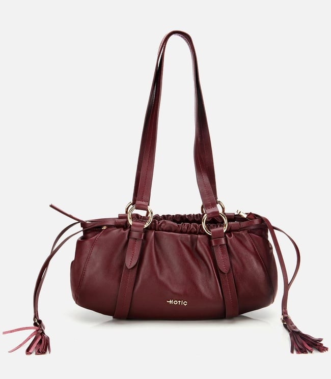  Kadın Deri Bordo Yumuşak Dokulu Bowling Omuz Çantası