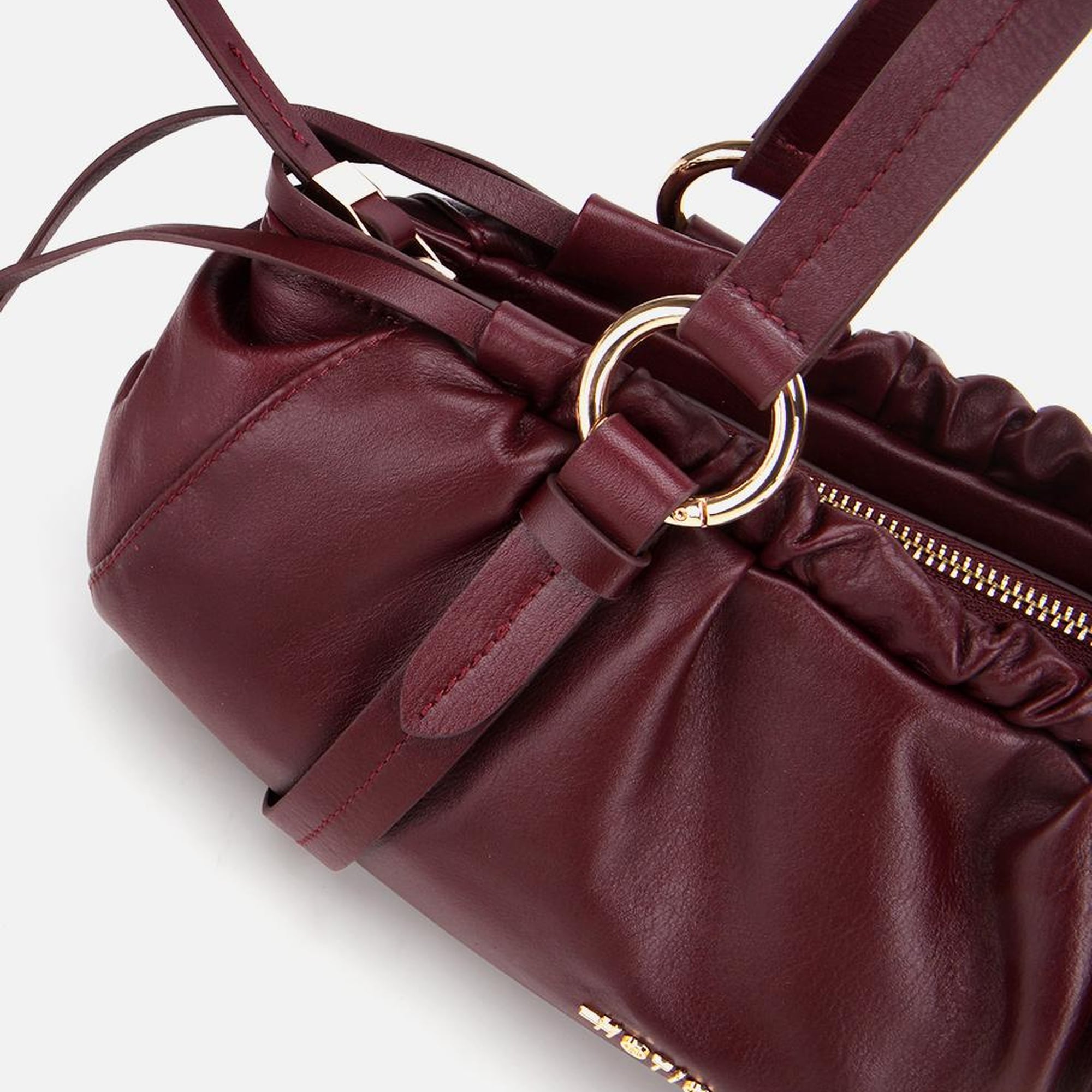 Kadın Deri Bordo Yumuşak Dokulu Bowling Omuz Çantası