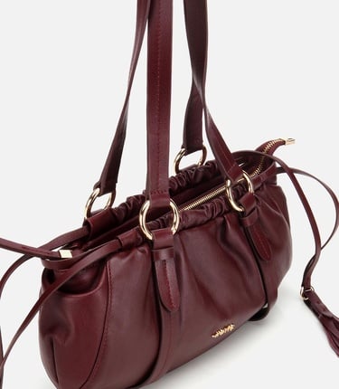  Kadın Deri Bordo Yumuşak Dokulu Bowling Omuz Çantası