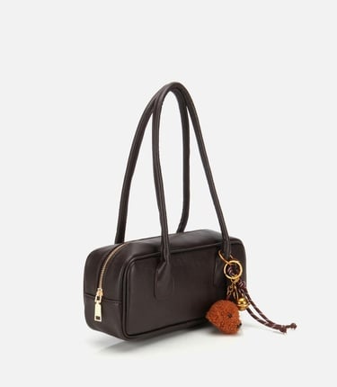  Kadın Kahverengi Charm Detaylı Omuz Çantası