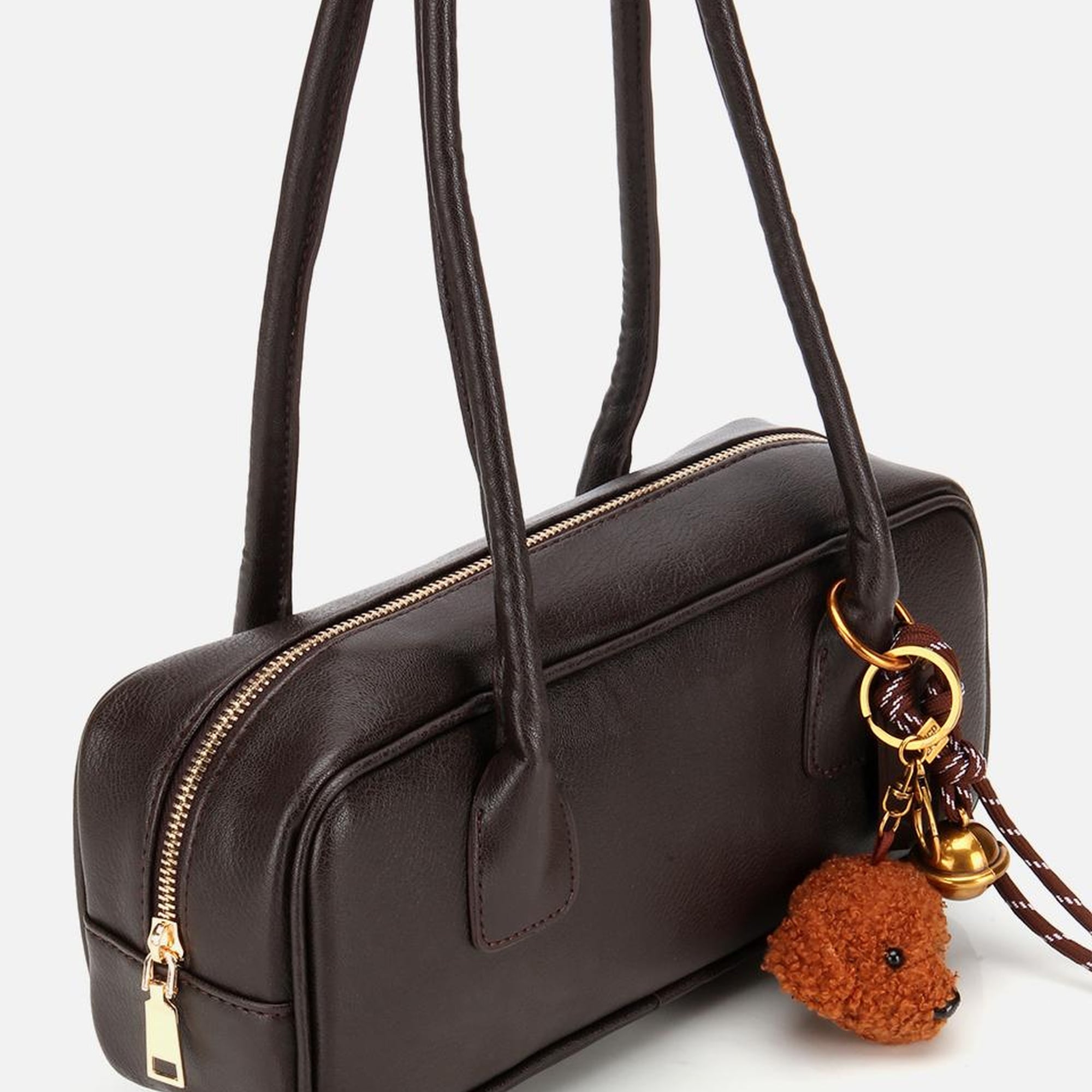 Kadın Kahverengi Charm Detaylı Omuz Çantası