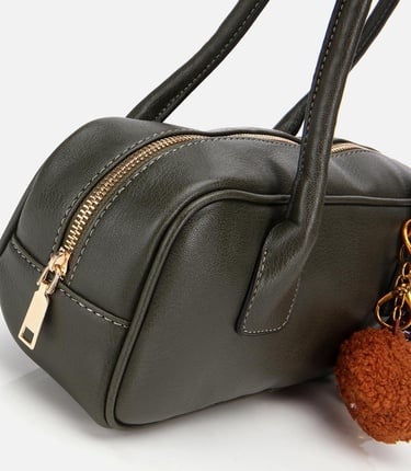  Kadın Haki Charm Detaylı Omuz Çantası