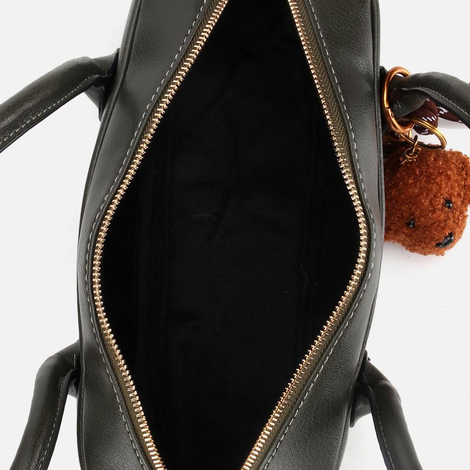 Kadın Haki Charm Detaylı Omuz Çantası