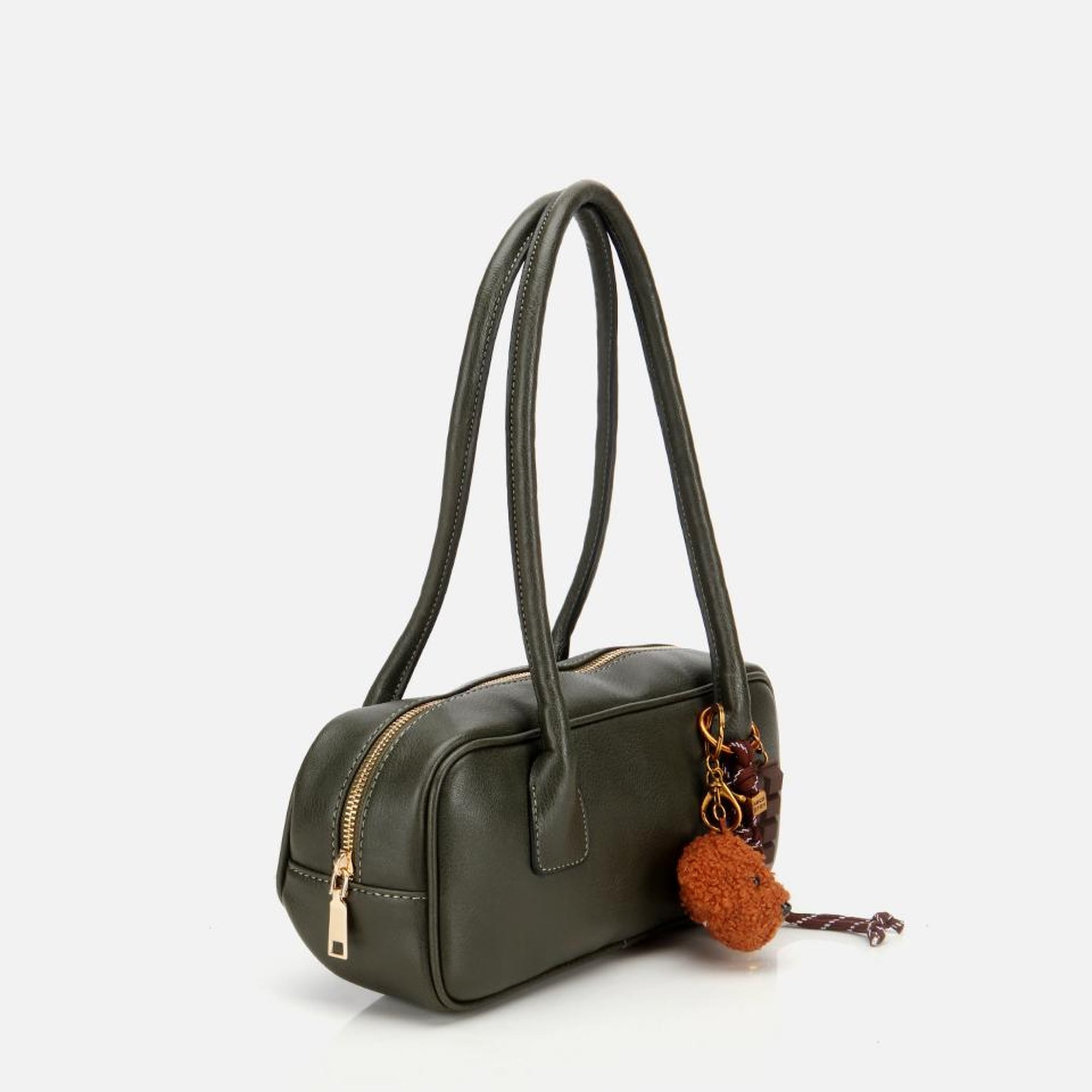 Kadın Haki Charm Detaylı Omuz Çantası