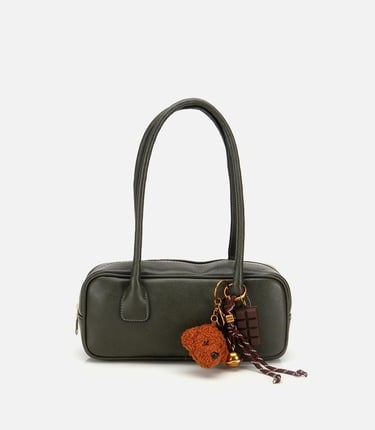  Kadın Haki Charm Detaylı Omuz Çantası