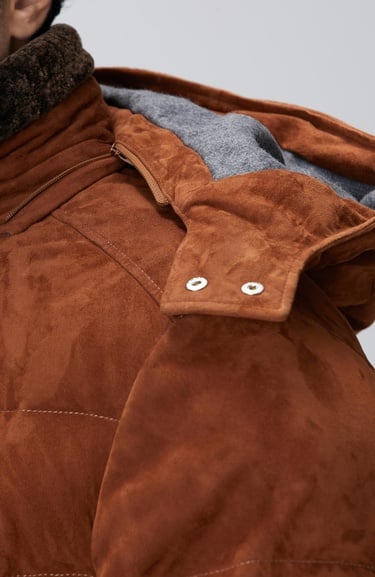  Network Erkek Tarçın Kapüşonlu Deri Kaban