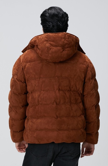  Network Erkek Tarçın Kapüşonlu Deri Kaban