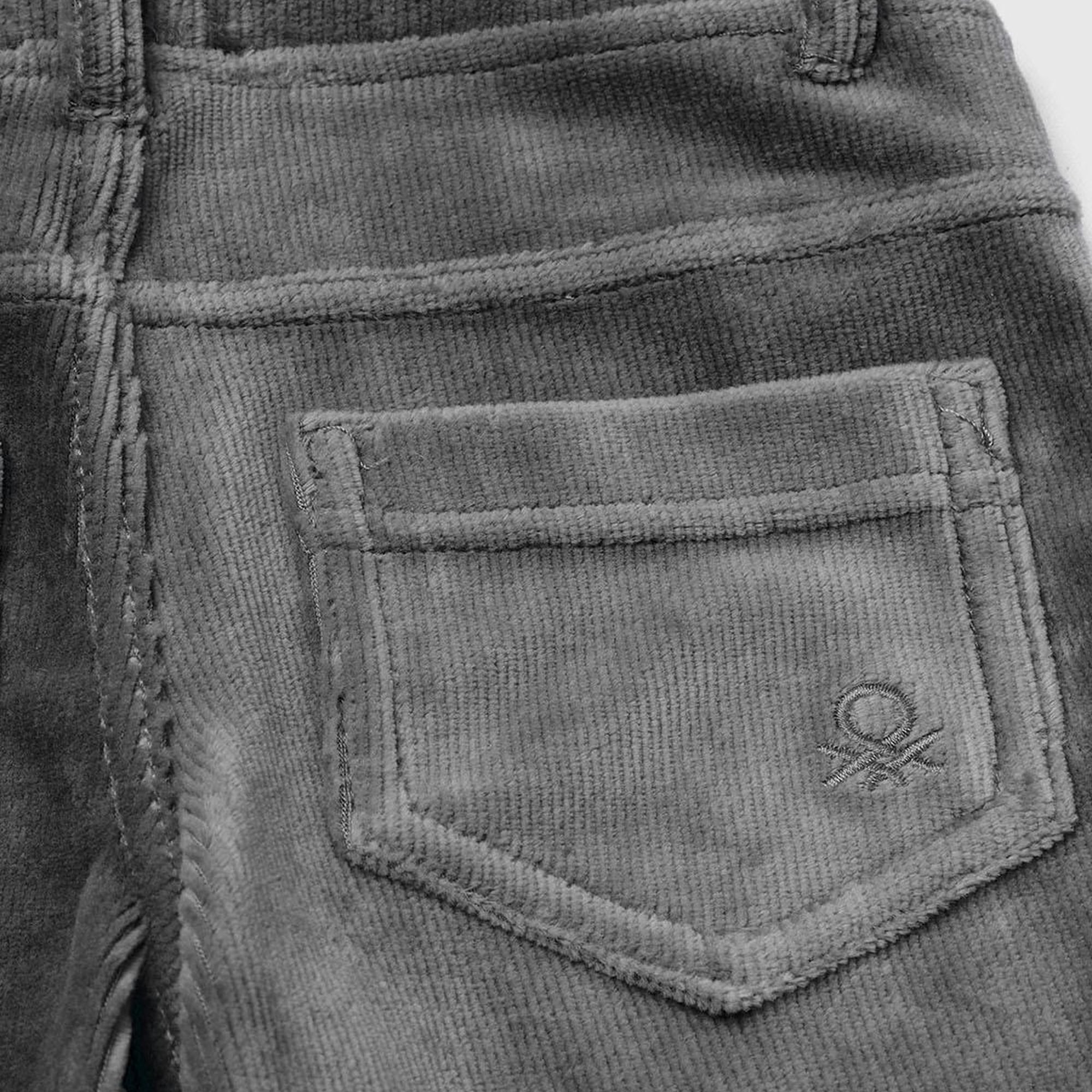 Kız Çocuk Gri Fitilli Kadife Tayt