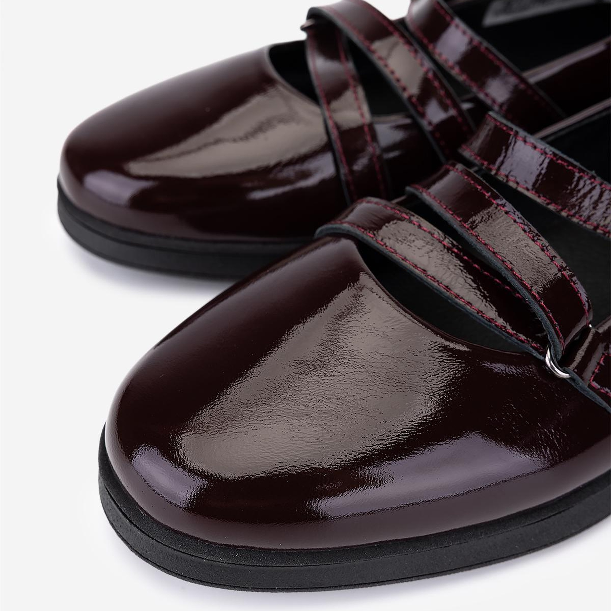 Valmenti Kadın Hakiki Deri Bordo Rugan Babet Ayakkabı