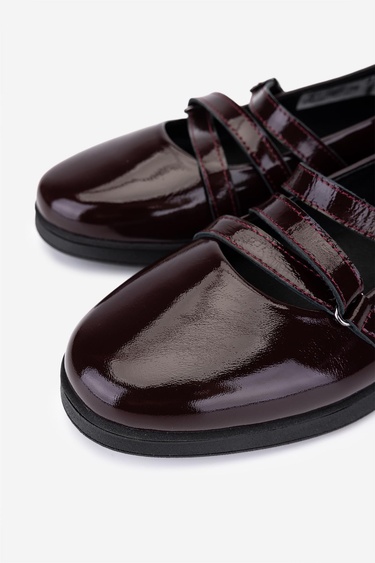  Valmenti Kadın Hakiki Deri Bordo Rugan Babet Ayakkabı