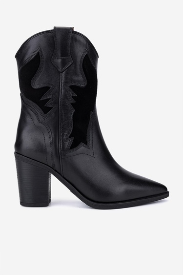  Valmenti Kadın Hakiki Deri Siyah Western Bot