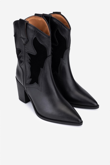  Valmenti Kadın Hakiki Deri Siyah Western Bot