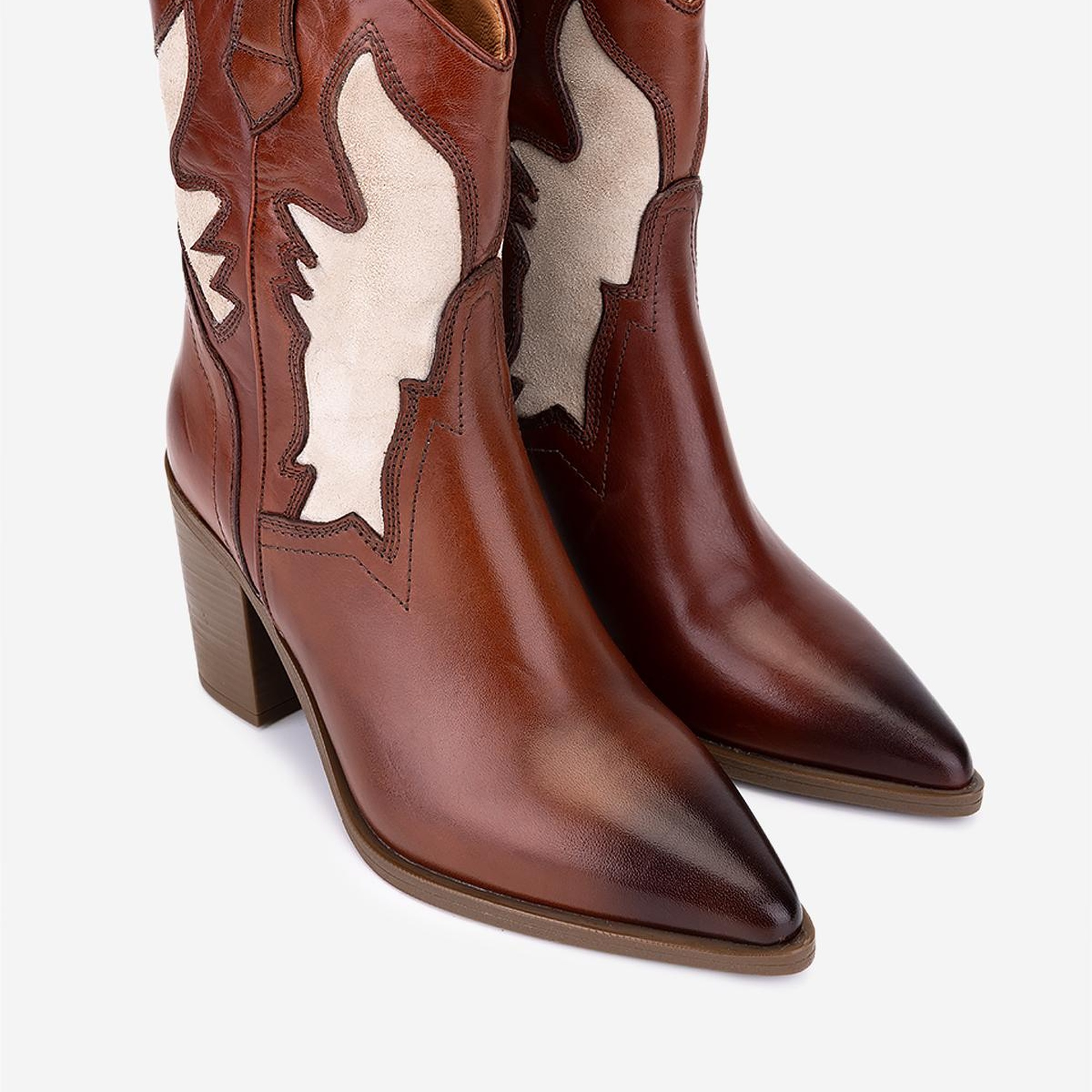 Valmenti Kadın Hakiki Deri Taba Western Bot