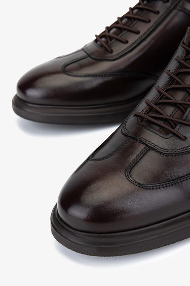  Valmenti Erkek Hakiki Deri Kahverengi Casual Ayakkabı