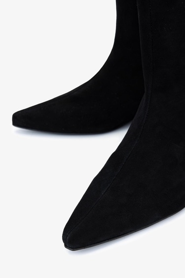  Valmenti Kadın Hakiki Deri Siyah Süet Düz Bot