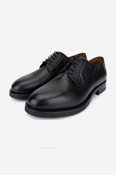  Valmenti Erkek Hakiki Deri Siyah Klasik Ayakkabı