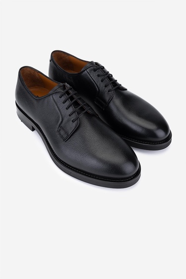  Valmenti Erkek Hakiki Deri Siyah Klasik Ayakkabı