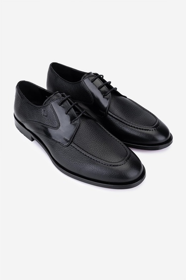  Valmenti Erkek Hakiki Deri Siyah Floter Klasik Ayakkabı