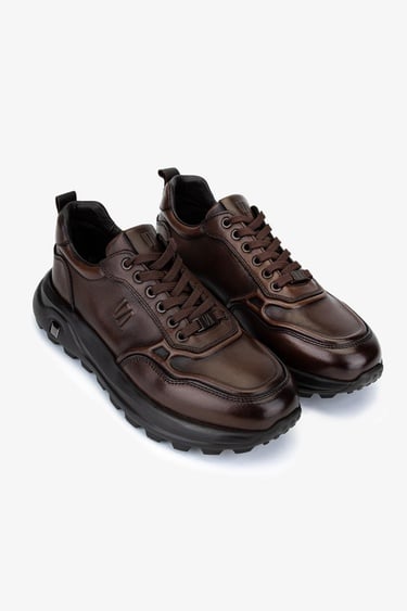  Valmenti Erkek Hakiki Deri Kahverengi Sneakers & Spor Ayakkabı