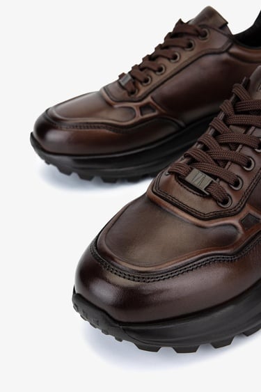  Valmenti Erkek Hakiki Deri Kahverengi Sneakers & Spor Ayakkabı