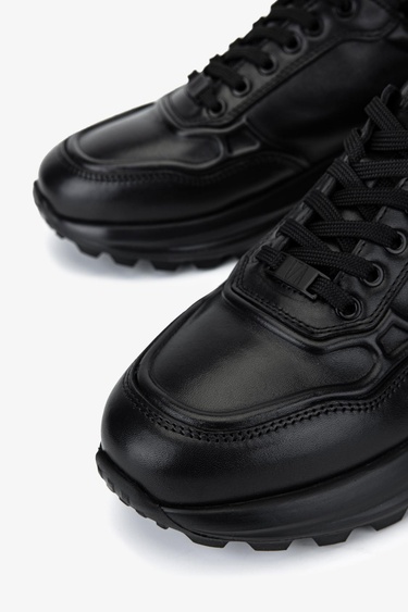  Valmenti Erkek Hakiki Deri Siyah Sneakers & Spor Ayakkabı