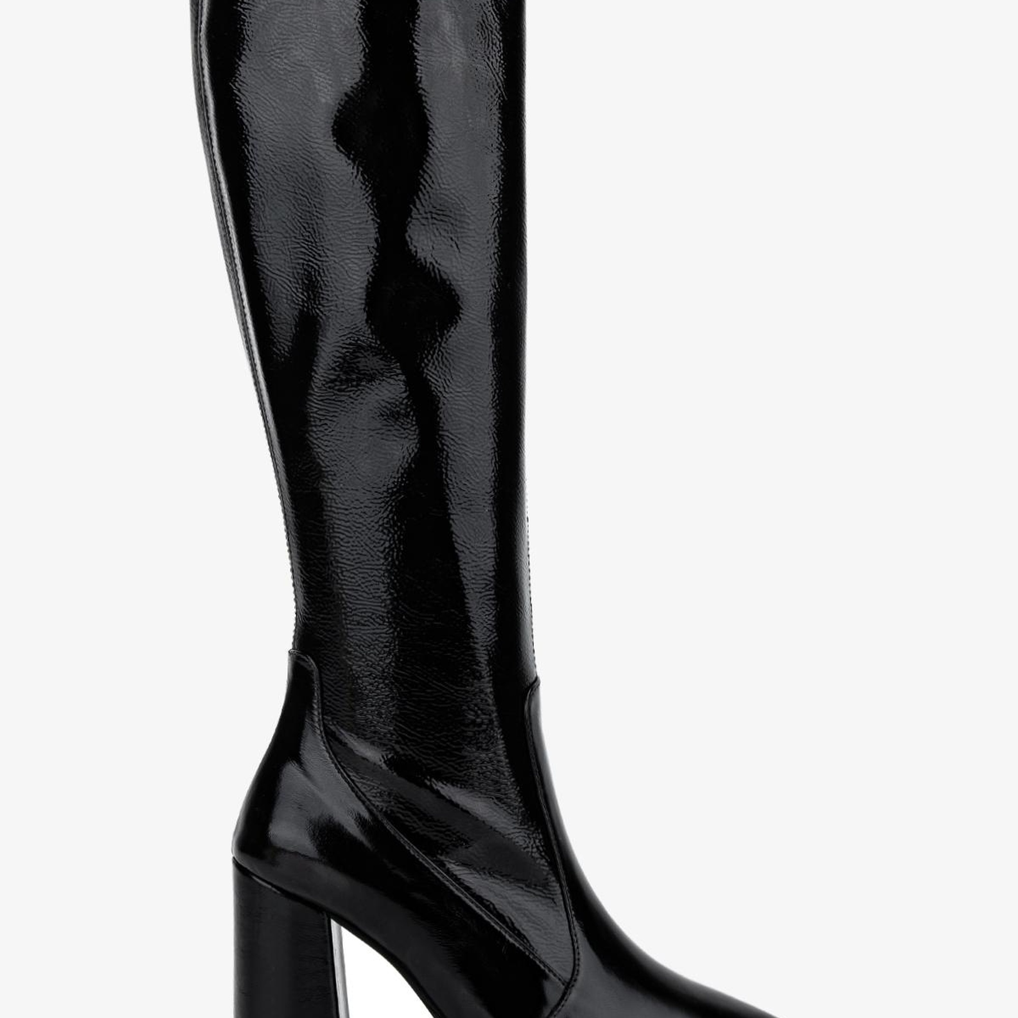 Valmenti Kadın Deri & Suni Siyah Rugan Topuklu Çizme