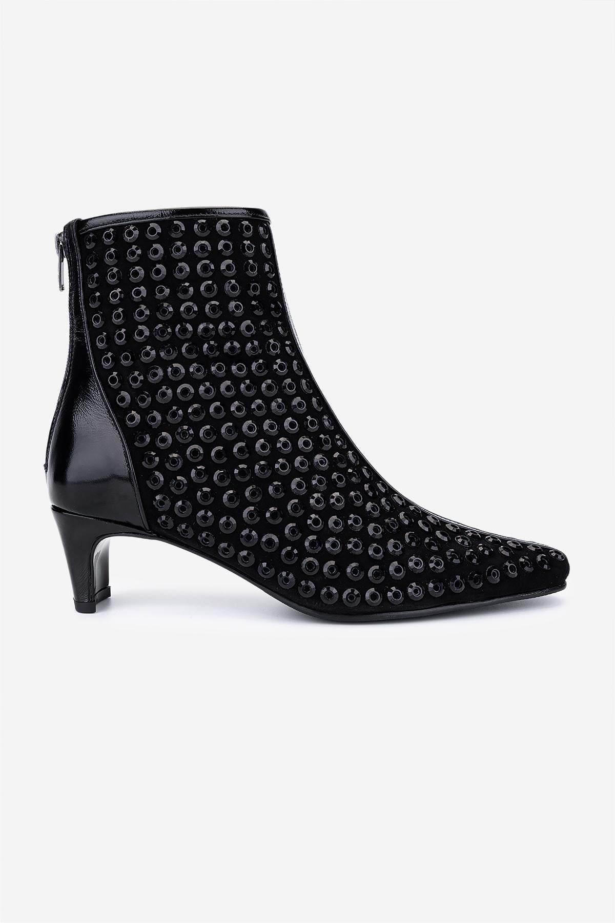  Valmenti Kadın Hakiki Deri Siyah Topuklu Bot