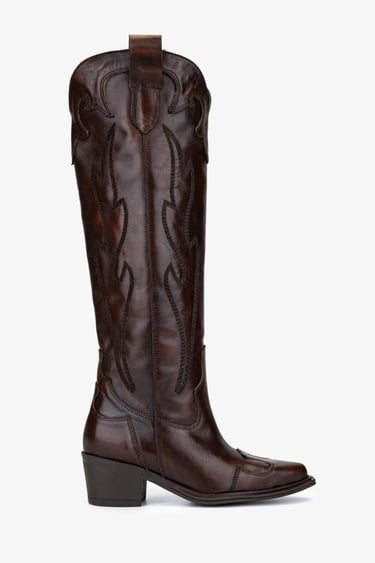  Valmenti Kadın Hakiki Deri Kahverengi Western Çizme