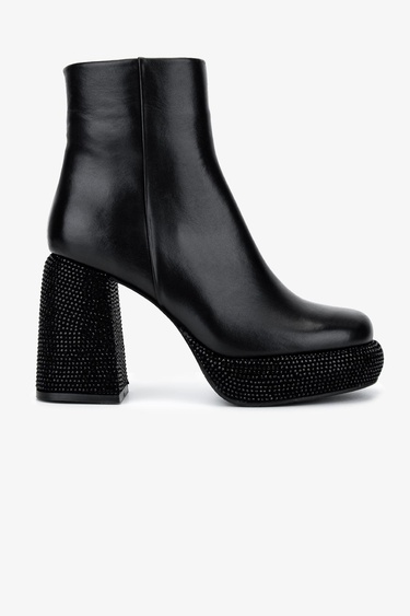  Valmenti Kadın Hakiki Deri Siyah Deri Topuklu Bot