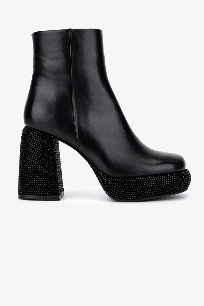  Valmenti Kadın Hakiki Deri Siyah Deri Topuklu Bot