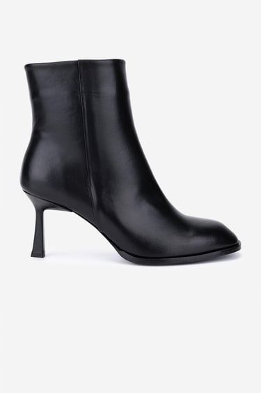  Valmenti Kadın Hakiki Deri Siyah Deri Topuklu Bot