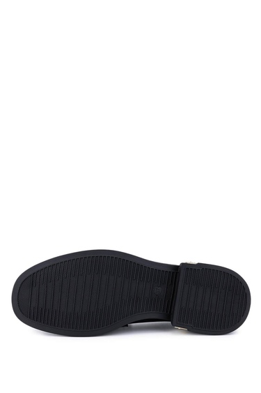  Tamer Tanca Kadın Hakiki Deri Siyah Deri Loafer Ayakkabı