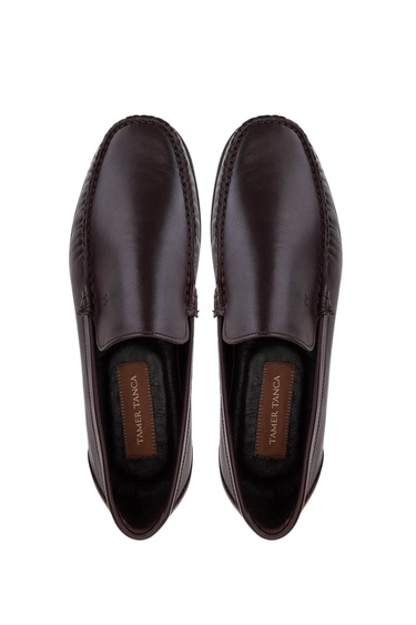  Tamer Tanca Erkek Hakiki Deri Kahverengi Loafer Ayakkabı