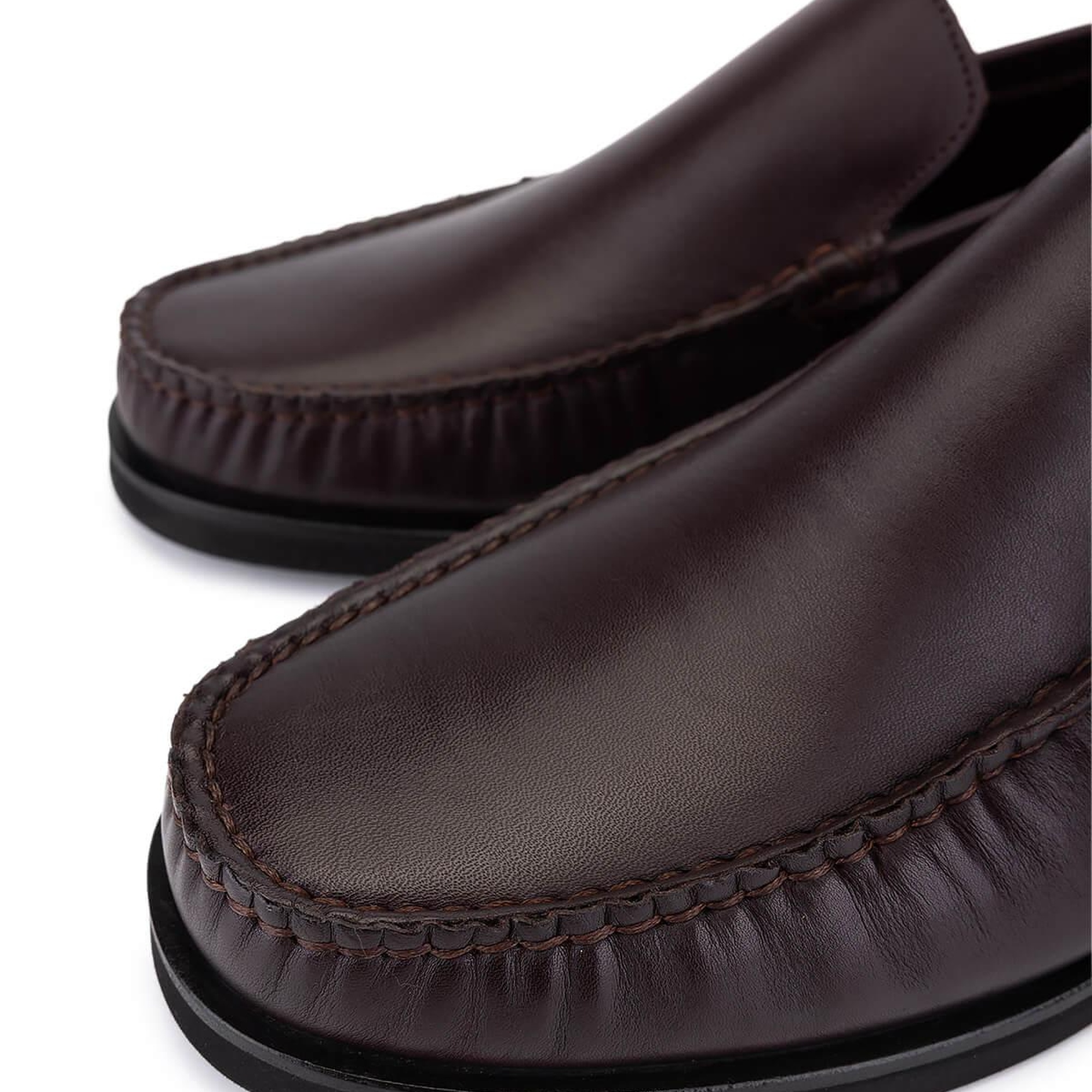 Tamer Tanca Erkek Hakiki Deri Kahverengi Loafer Ayakkabı