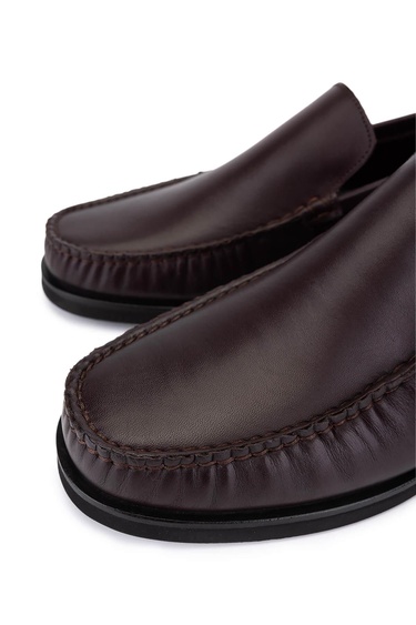  Tamer Tanca Erkek Hakiki Deri Kahverengi Loafer Ayakkabı